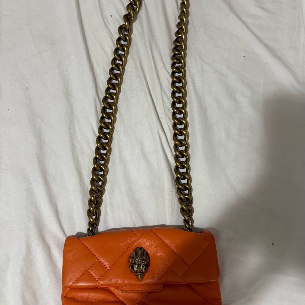 Orange Quilted Chain Shoulder Bag